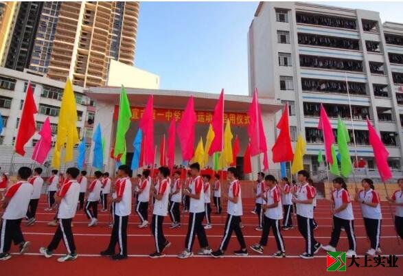 運(yùn)動(dòng)場(chǎng)彩旗飄揚(yáng)